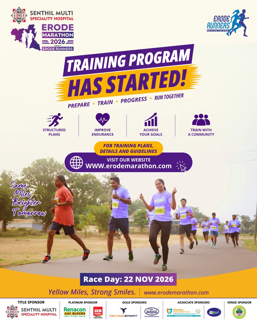 Erode Marathon 2026 training program has started poster